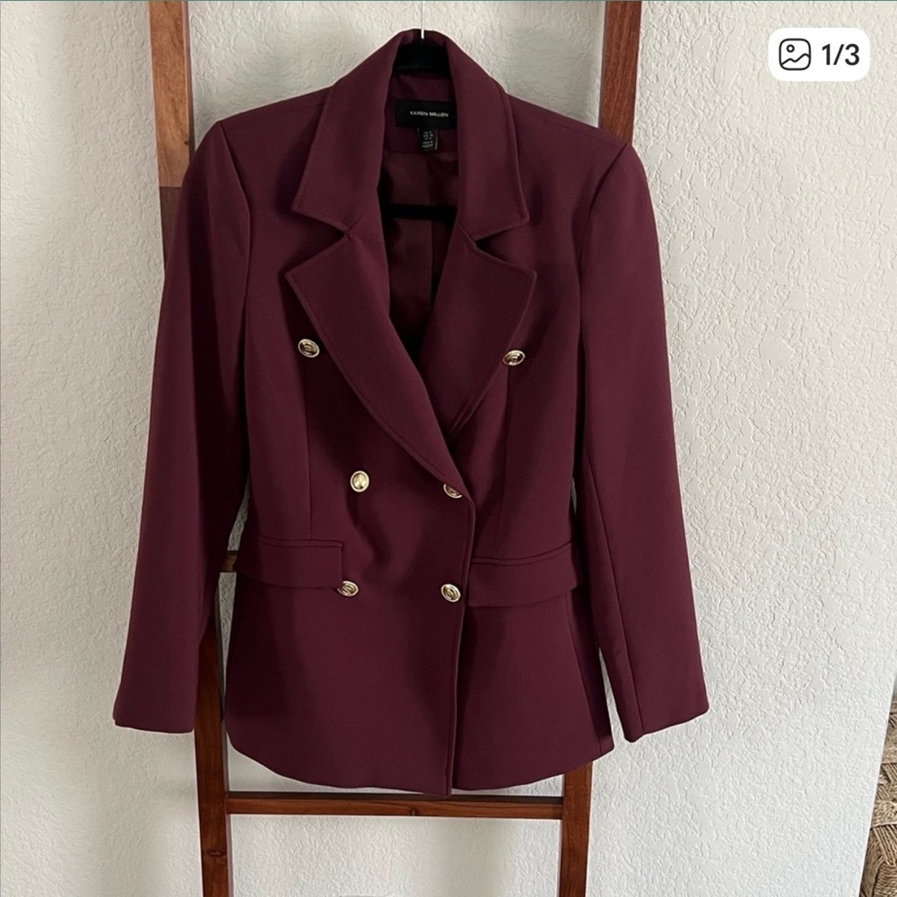 Karen Millen Burgundy Blazer with Gold Buttons